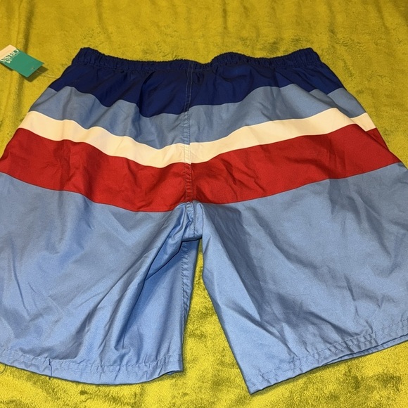 Outdoor Oasis Mens Lg 100% Polyester Striped Drawstring Waist Lined Swim Shorts - Picture 5 of 5